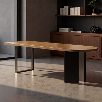 Solid wood desk semi-elliptical office table
