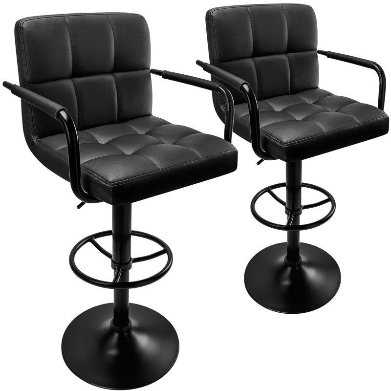 Ensemble de 2 tabourets de bar avec dossier et accoudoirs pivotants Soontrans, Noir, Noir, Noir