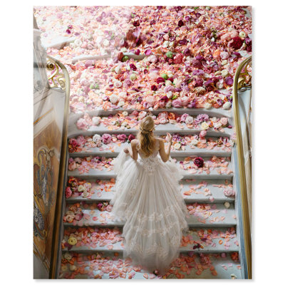 Décoration murale côtière à imprimé acrylique Floral Stairs White par Notoriart, prête à être suspendue, H 20 po x l 16 po