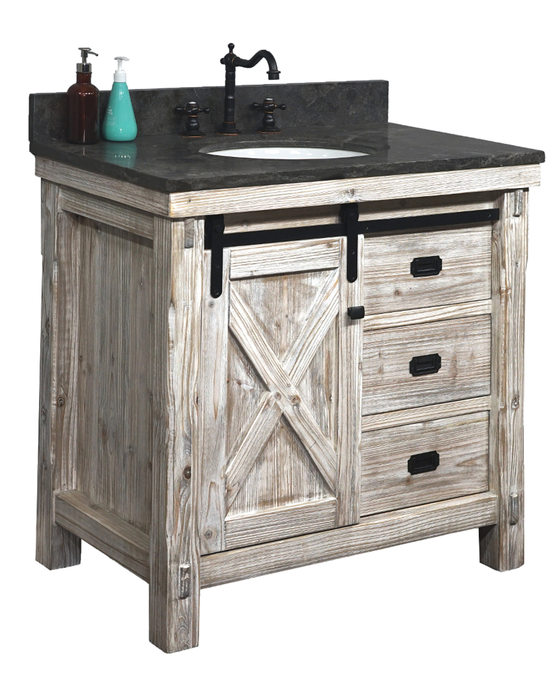 Gracie Oaks Storksbill 37'' Single Bathroom Vanity with Granite Top