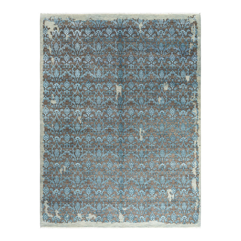 Makenley One-of-a-Kind 9' 2" x 12' 2" New Age Rectangle Silk and Wool Area Rug in Beige