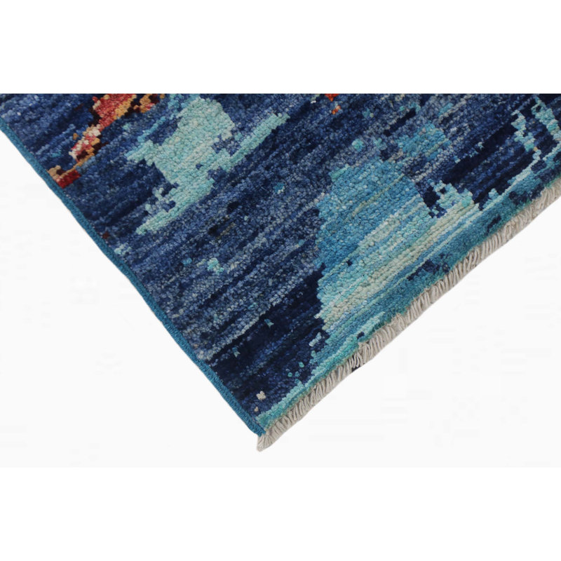 Tapis unique rouge / bleu marine / bleu 8 pi 1 po x 9 pi 8 po
