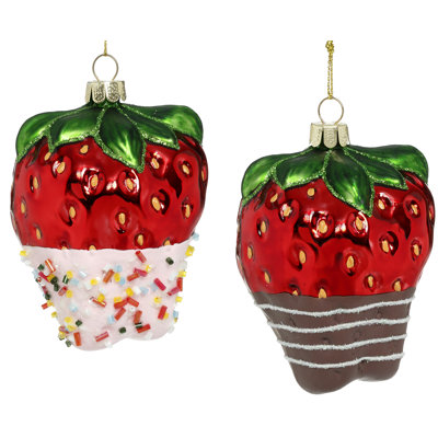 Sweet Strawberry Ornament - 4 Inches Set Of 6