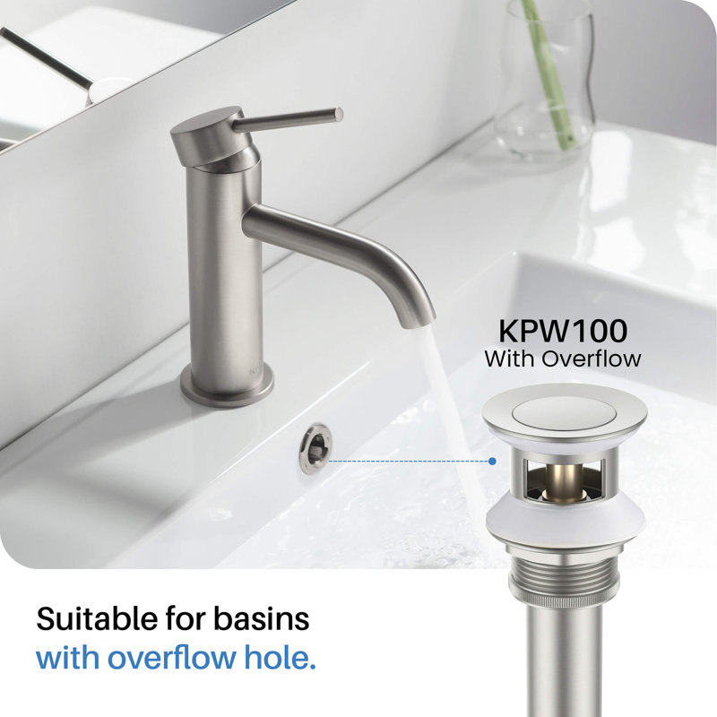 Circular Single-handle Bathroom Faucet, Brushed Nickel, Drain Assembly Included
