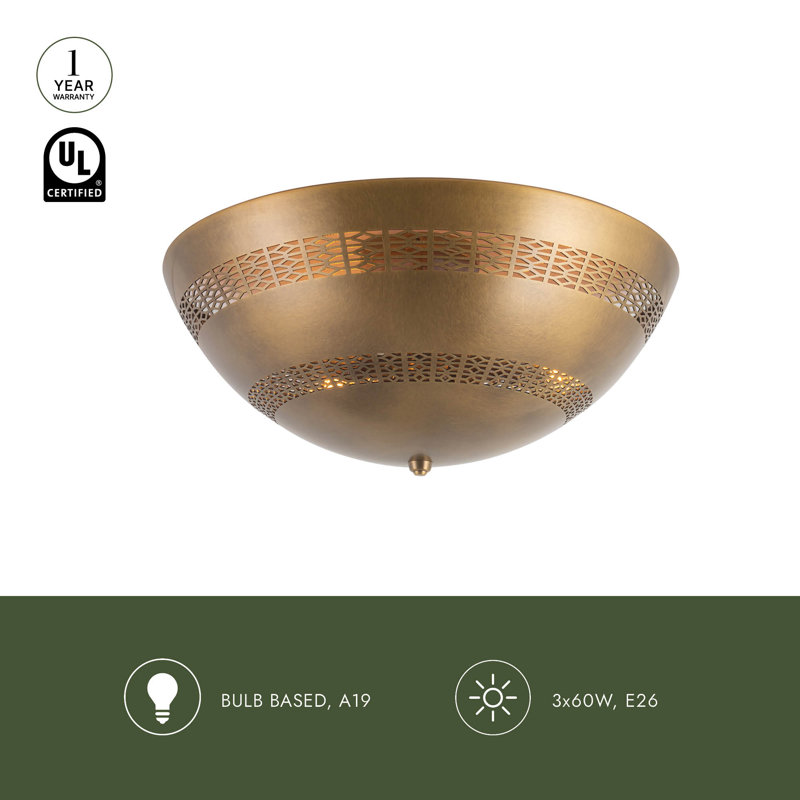 Overland 3 - Light Flush Mount, Vintage Brass