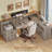 63" L Shaped Desk With Drawers, Farmhouse Corner Computer Desk-1551112115