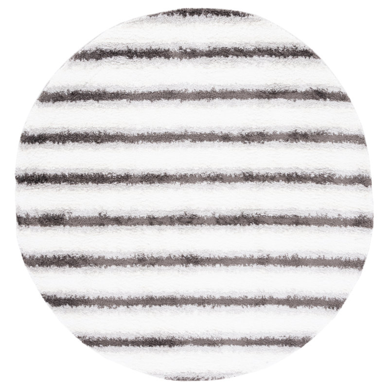 Berber Shag Performance Striped Rug, Round 7'