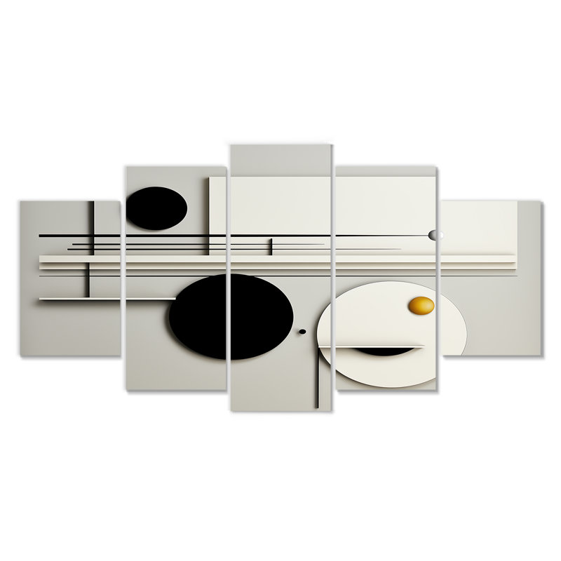 Ensemble de 5 décorations géométriques géométriques «Balance I» - Minimalisme, H 32 po x l 60 po