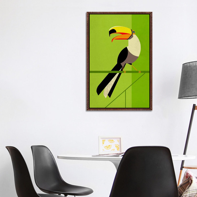 Tucan by Dieter Braun - Print on Canvas, 101.6 cm H x 66.04 cm W, Classic Brown Wood Framed