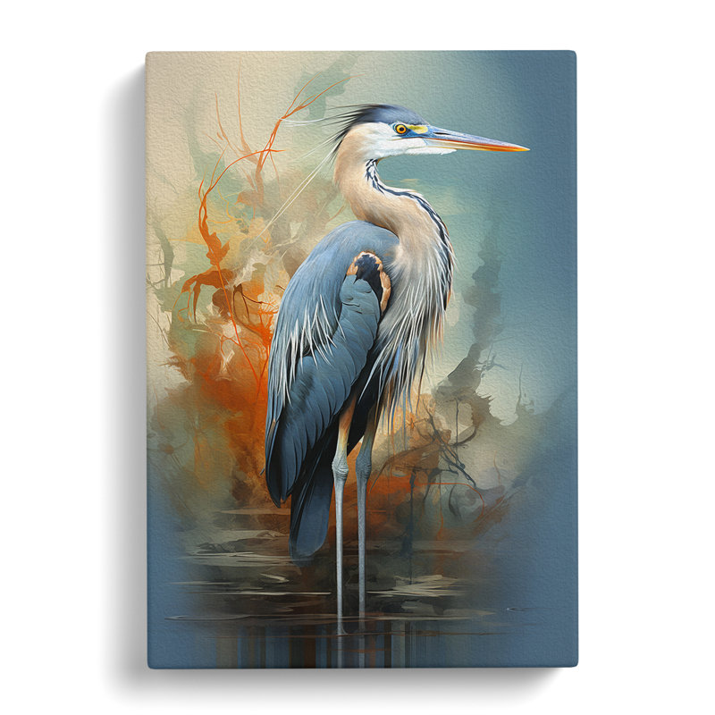 Heron Futurism Art - Wrapped Canvas, 50cm H x 35cm W x 3cm D