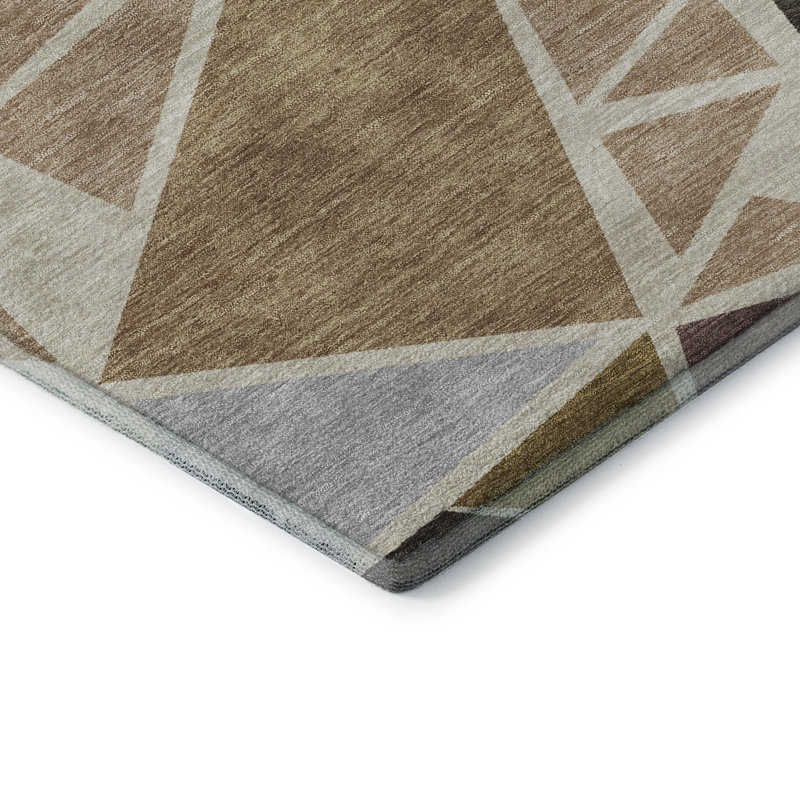 Tapis géométrique de qualité supérieure lavable à la machine Ketterer AMF1039, Rectangle 9 pi x 12 pi