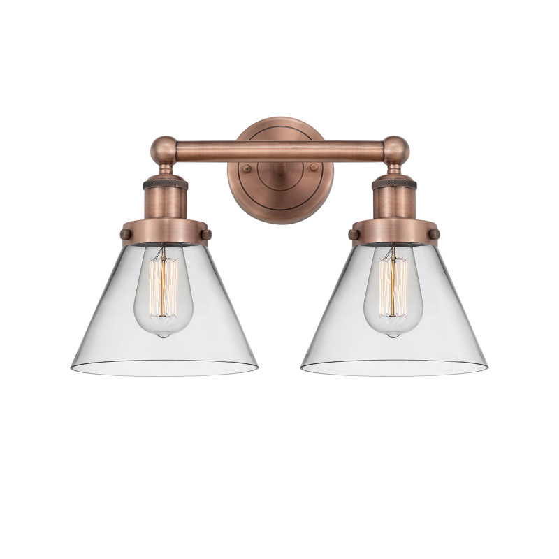 Éclairage pour meuble-lavabo à 2 lumières à intensité variable, Transparent, Cuivre antique