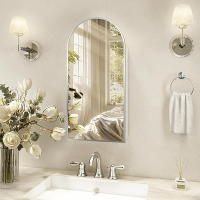 Tabbatha Accent Medicine Cabinet with Mirror Aluminum Alloy Brushed Frame Mirror