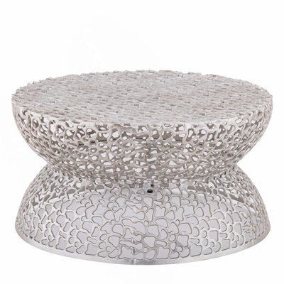 Table basse de style moderne 32 po en métal argenté argenté