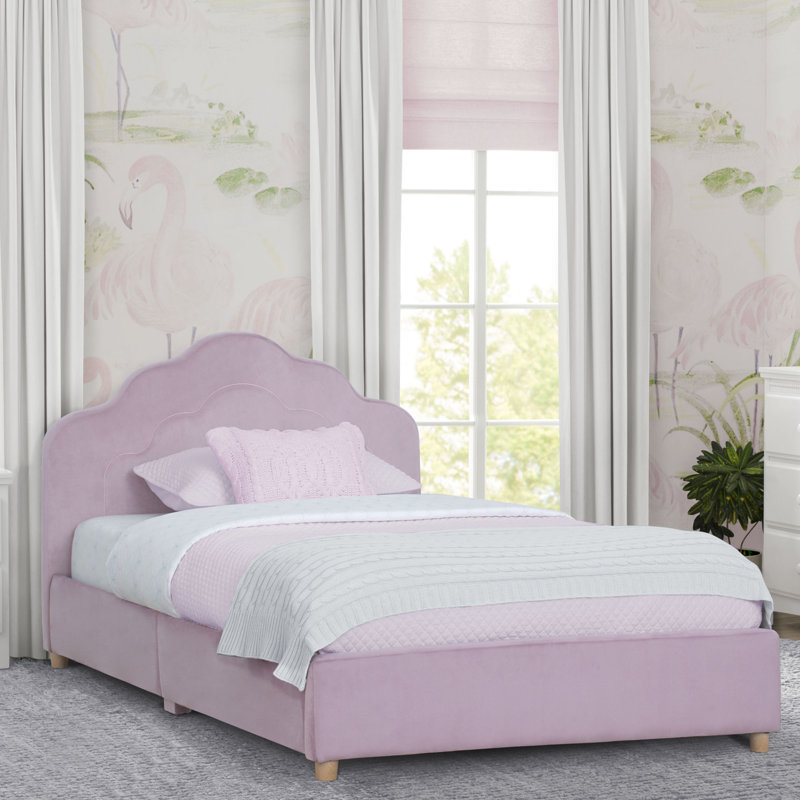 Lit simple tapissier enfant Delta, rose