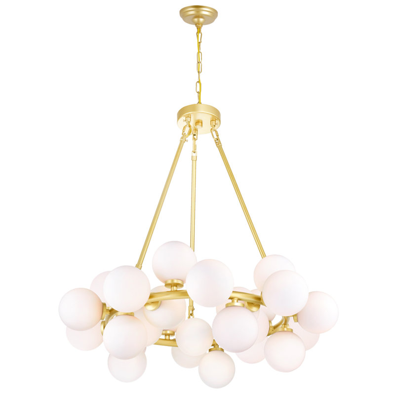 Lustre 26 po pour salle à manger, chambre à coucher - conception céleste 25 lumières avec base d'ampoule G9 - Compatible avec DEL, globes en verre givré - Certifié BACL