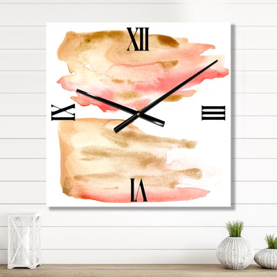 Horloge murale moderne rose, or, rouge et beige
