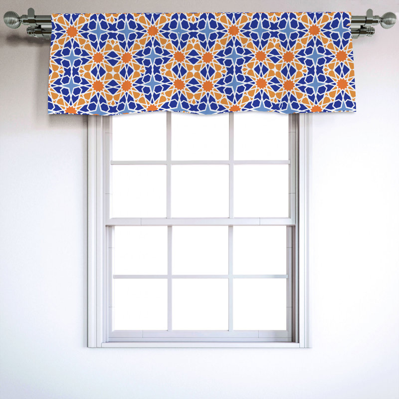 Sateen Geometric Ruffled Window Valance