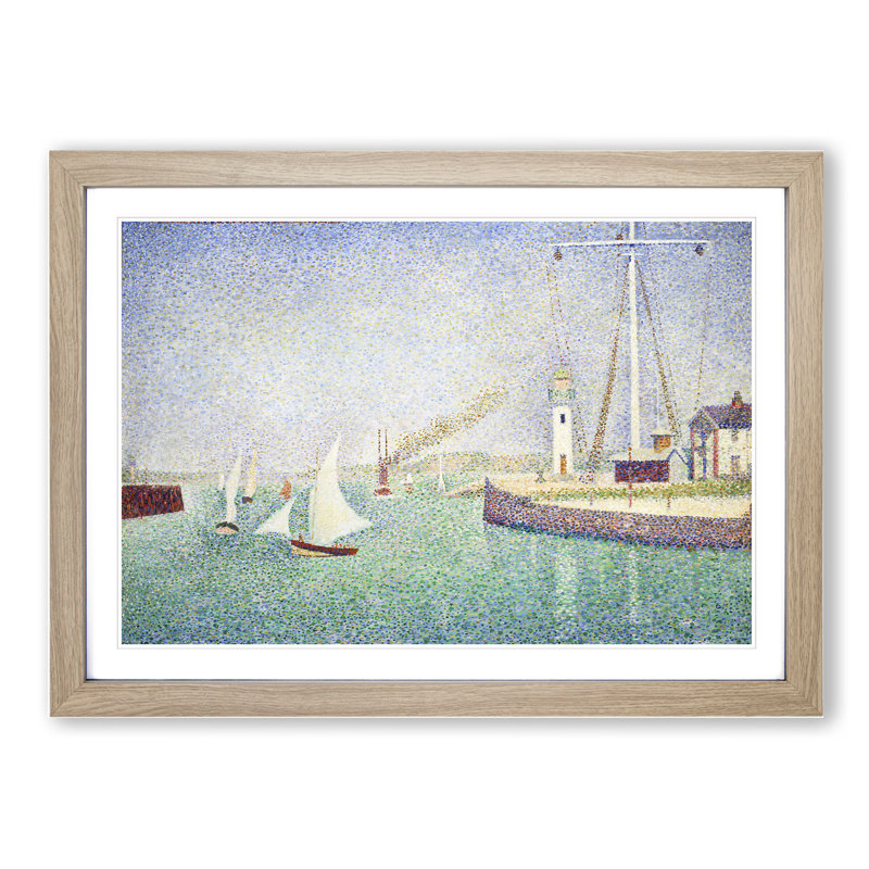 Entrance of the Port of Honfleur by Georges Seurat - Picture Frame Painting, Oak Framed, 27cm H x 36cm W x 2cm D