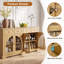 Buffet d'appoint rétro de 60 pouces avec 4 tiroirs et portes cintrées en verre-588812870