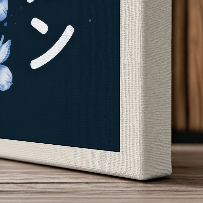 Delicate Blue Florals Botanical - Wrapped Canvas, 18x12 - 45.7 x 30.5 cm, Cream Border