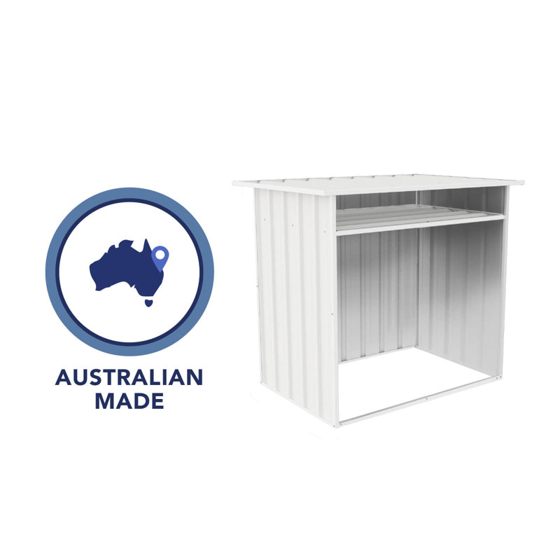 Surfmist White Metal Storage Shed with Shelving