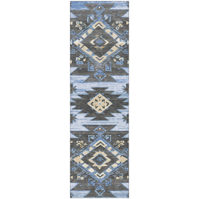 Premium Machine Washable Mayfield AMF1945 Tribal Rug, Runner 2'3" x 7'6"