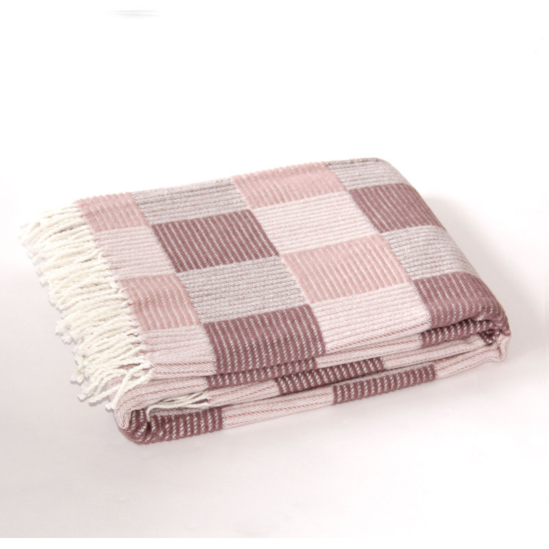 Plaid Blanket with Fringe