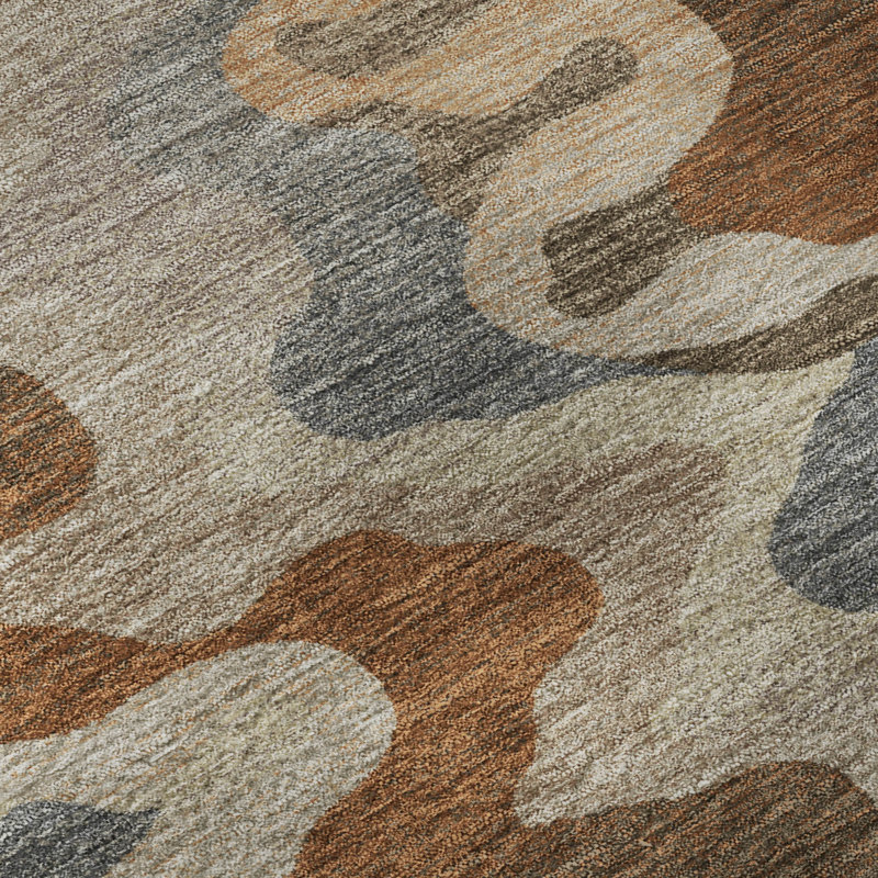 Tapis abstrait lavable à la machine de qualité supérieure Mayfield AMF2481, Brun, 8 pi x 10 pi
