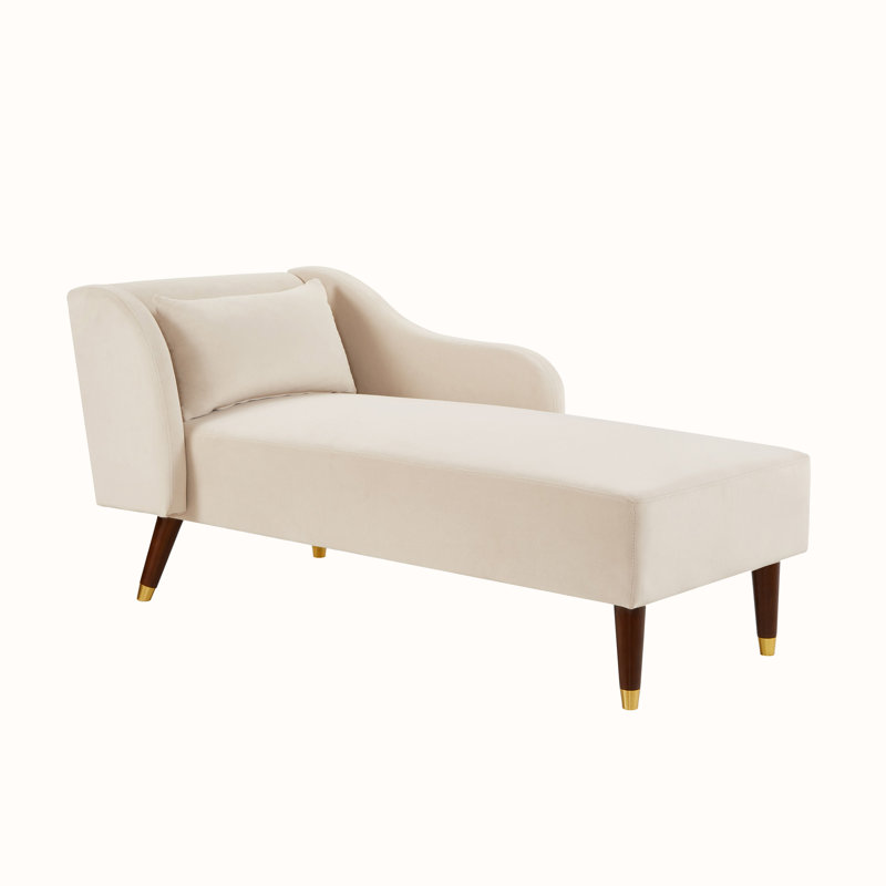 Chaise longue en velours, Velours beige