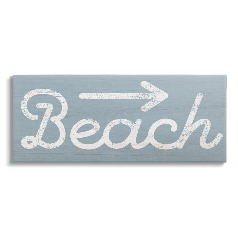 «Vintage Beach Arrow» par Daphne Polselli - Art textuel sur, H 10 po x l 24 po x P 1,5 po