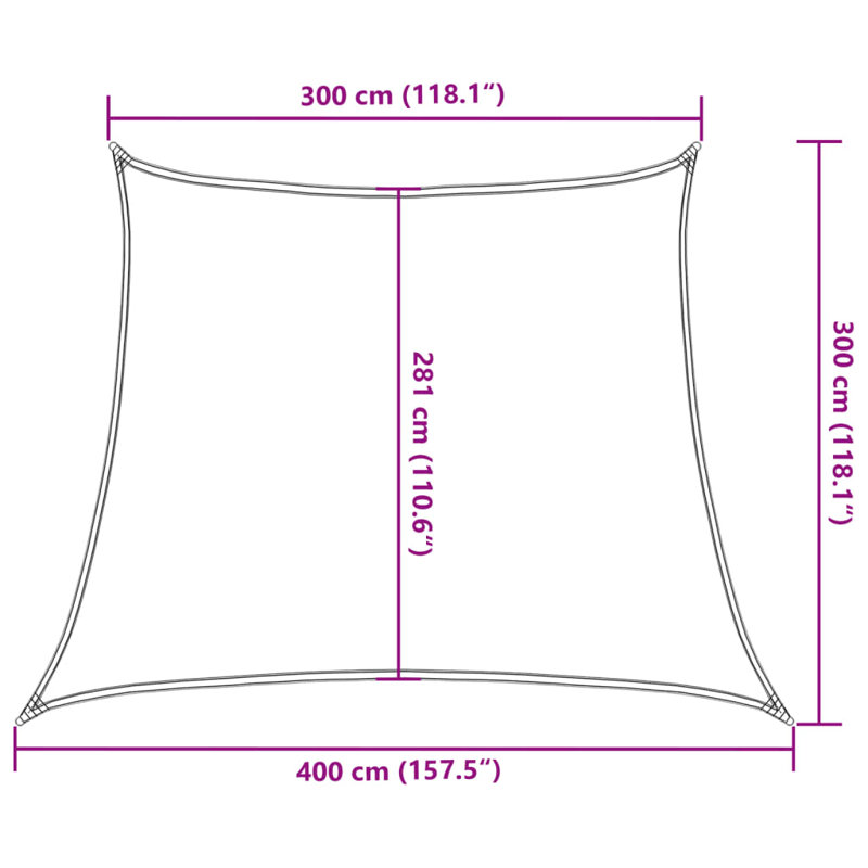 4m x 3m Trapezium Shade Sail, Grey