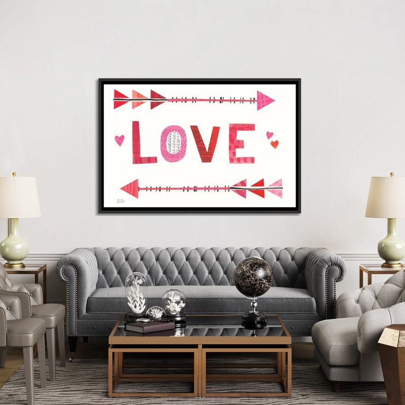 « love words iii », art textuel sur toile, H 18 po x l 26 po x P 1,5 po, Toile avec cadre noir, Pas de tapis