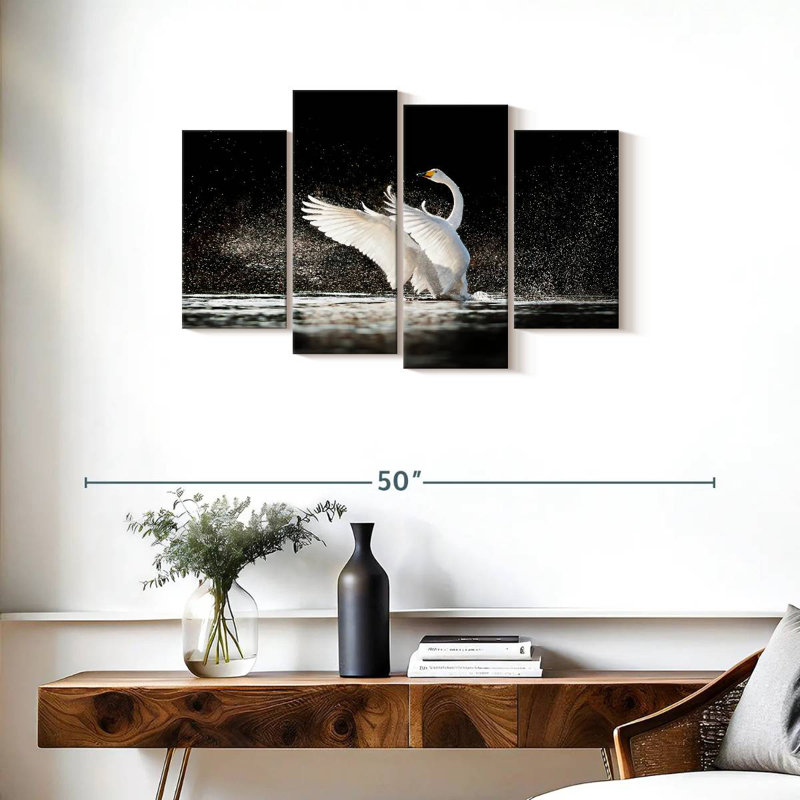 Swan Splashing Water, H 22 po x l 36 po
