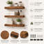 Ensemble de 6 tablettes murales flottantes rustiques brun rustique