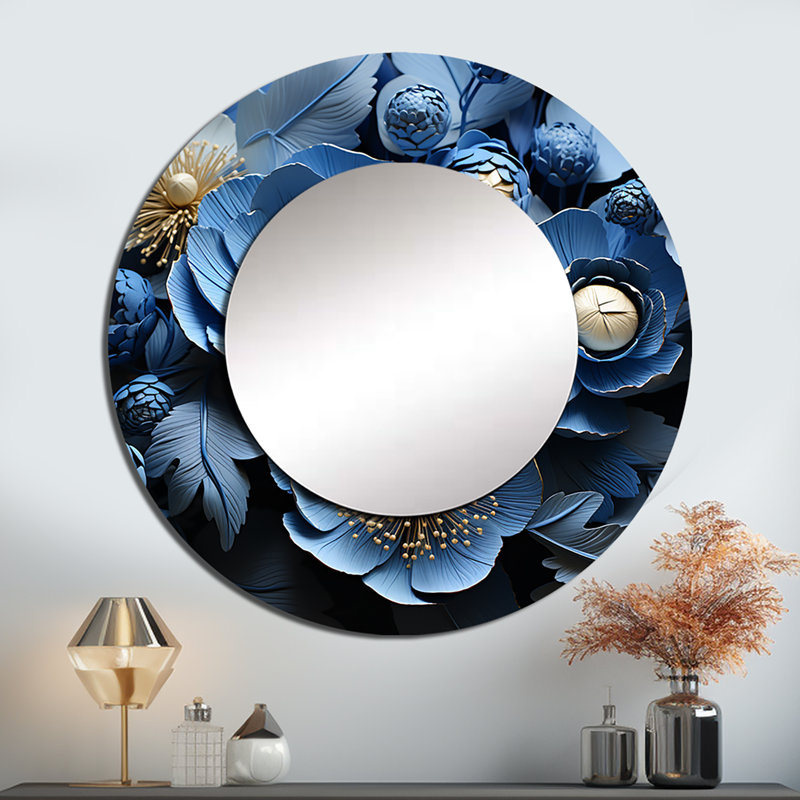 Ranunculus Bouquet V - miroir mural Ranunculus, miroir décoratif rond traditionnel, impression d'art en métal, 36 po x 36 po