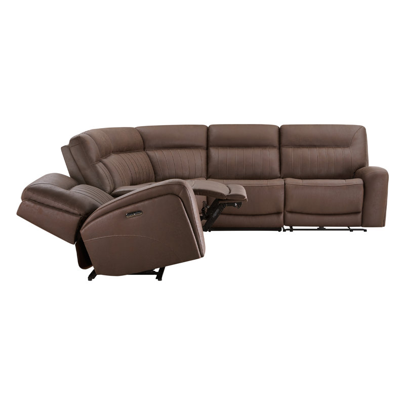 Canapé modulaire inclinable électrique avec console, chargement sans fil et porte-gobelets cachés, Splash chocolat