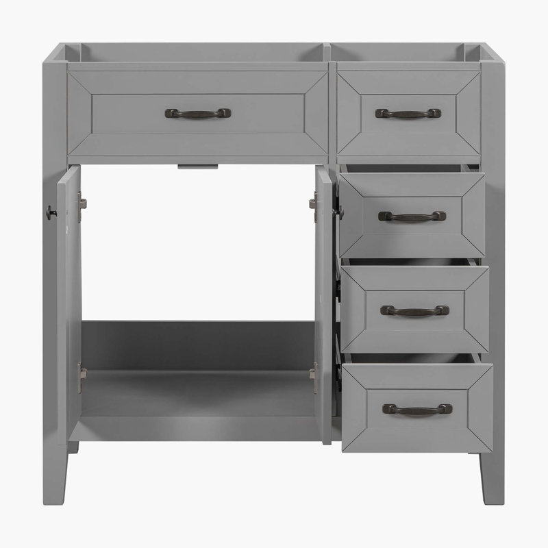 Base de meuble-lavabo simple 35,5 po seulement, Gris