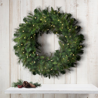 Surrey Faux Lighted Pine Wreath