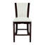 Ensemble de 2 chaises modernes à hauteur de comptoir en similicuir blanc avec bois franc au fini espresso