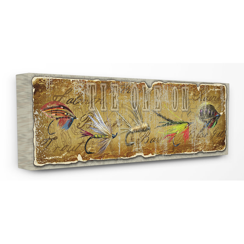 " Tie One On Fly Fishing " by Jim Baldwin - Wrapped Canvas, 10" H x 24" W