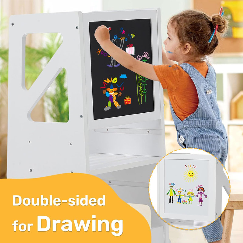 Jadea White Step Stool with Storage