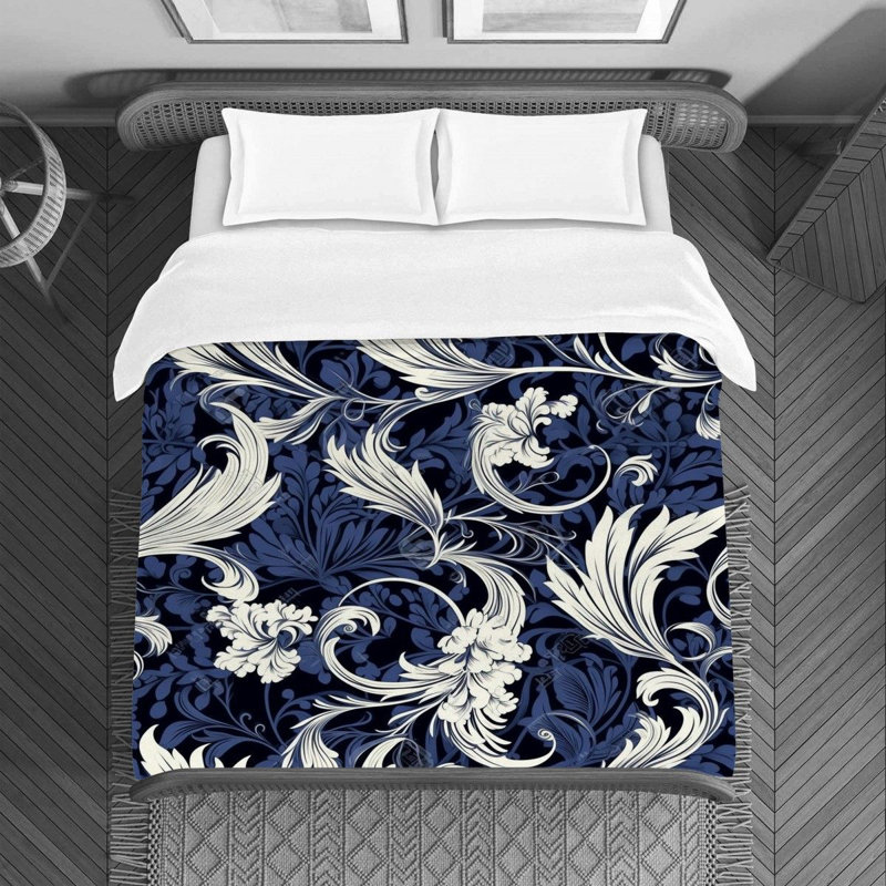 Acanthus Barcot Duvet Cover, Twin Duvet Cover, Gray/Purple