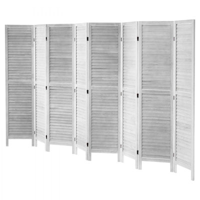 Wood Room Divider, 8 Panel Wood Folding Privacy Screen, 66.9 Inches Tall Indoor Louvered Wooden Partition