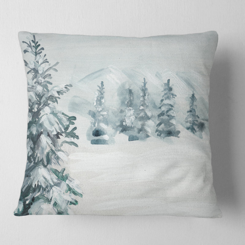 Snowy Pine Trees Pillow, 16" x 16"