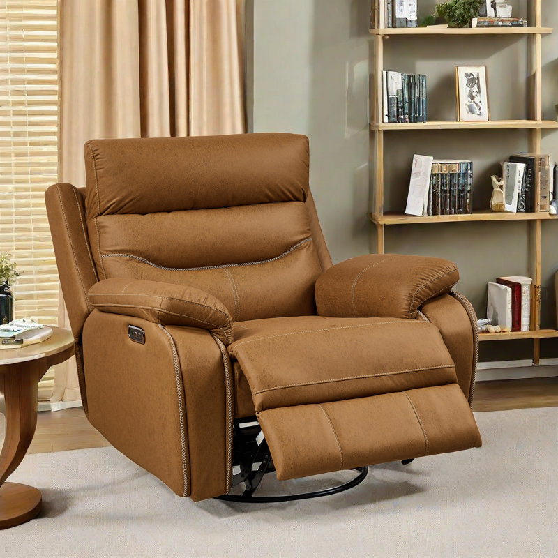 Fauteuil inclinable rotatif électrique Toderita, Polyester brun clair