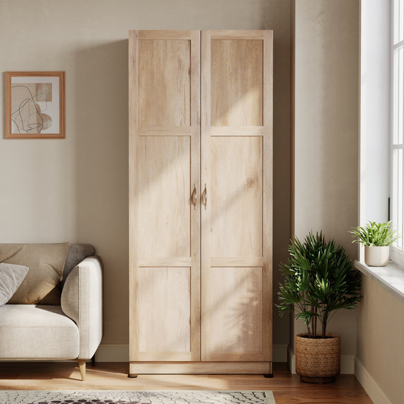 71‘’H Storage Cabinet, Large Capacity Wardrobe, Wooden Storage Unit, Gray