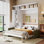 Grand lit escamotable mural avec canapé et tablettes de rangement - Grand lit pliant peu encombrant pour petits appartements, canapé vert
