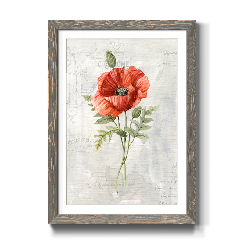 Lin coquelicot - Cadre photo, impression sur papier, gris, H 37,5 po x l 27,5 po x P 1,5 po