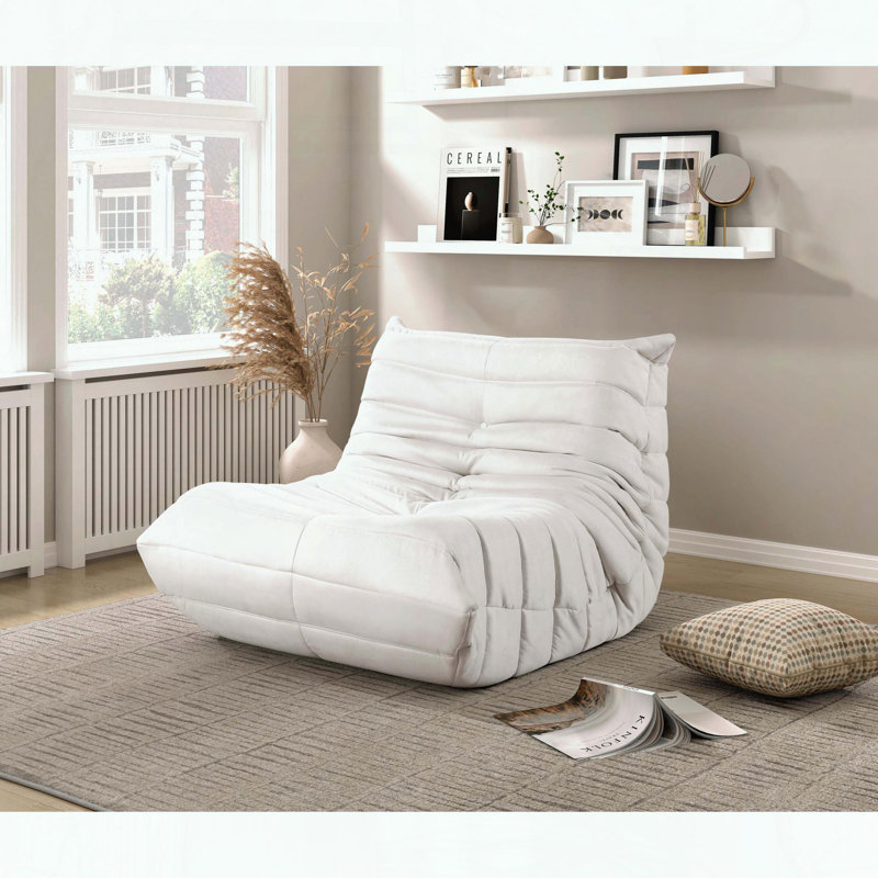 Chaise d'appoint touffetée, microfibre et mousse à haute résilience, Beige